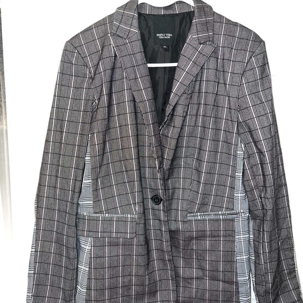 Simply Vera Vera Wang Charcoal Checkered Blazer